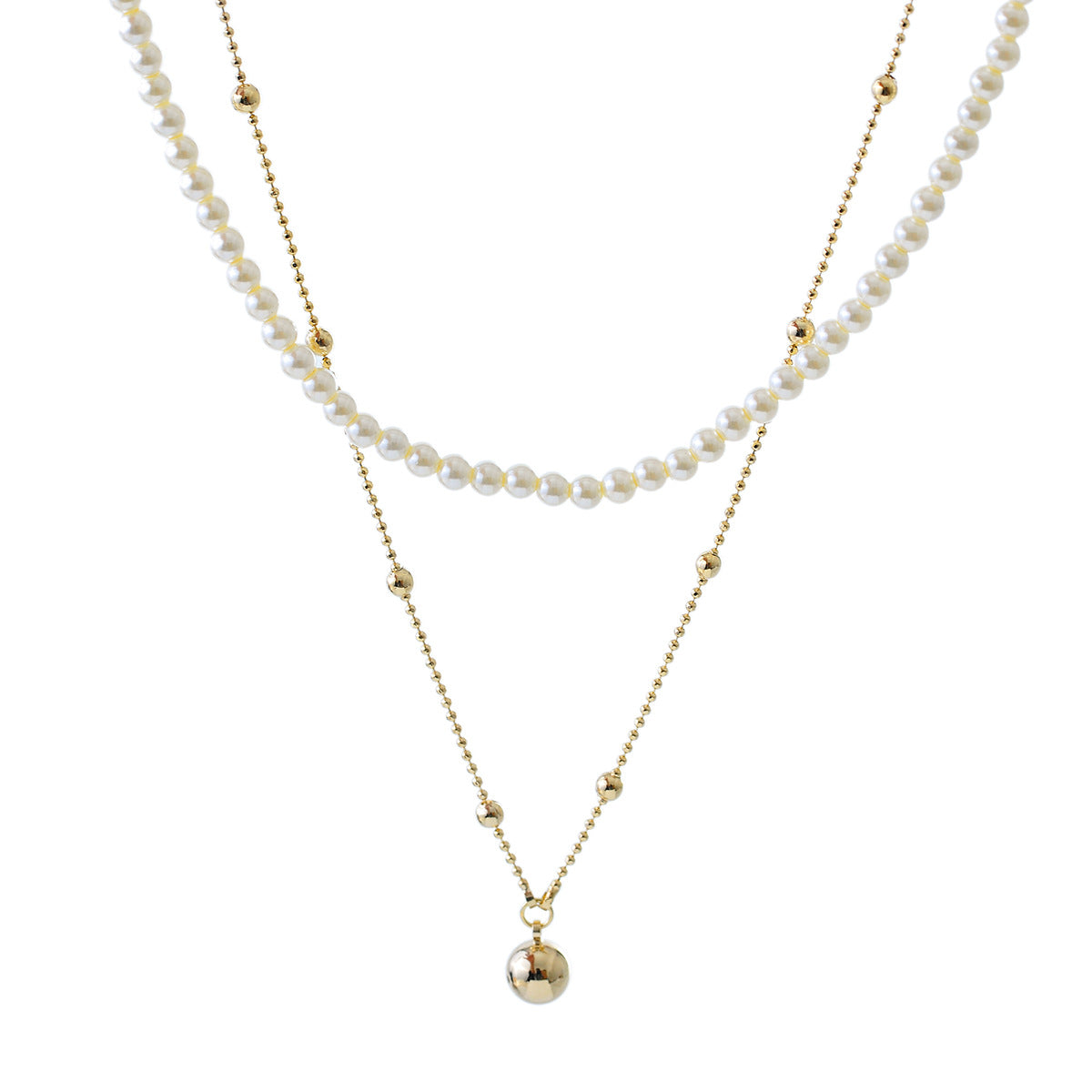 2023 New Simple Elegant Pearl Necklace for Women Summer Versatile Collarbone Chain Light Luxury Niche Neck Chain Double Layer Accessory