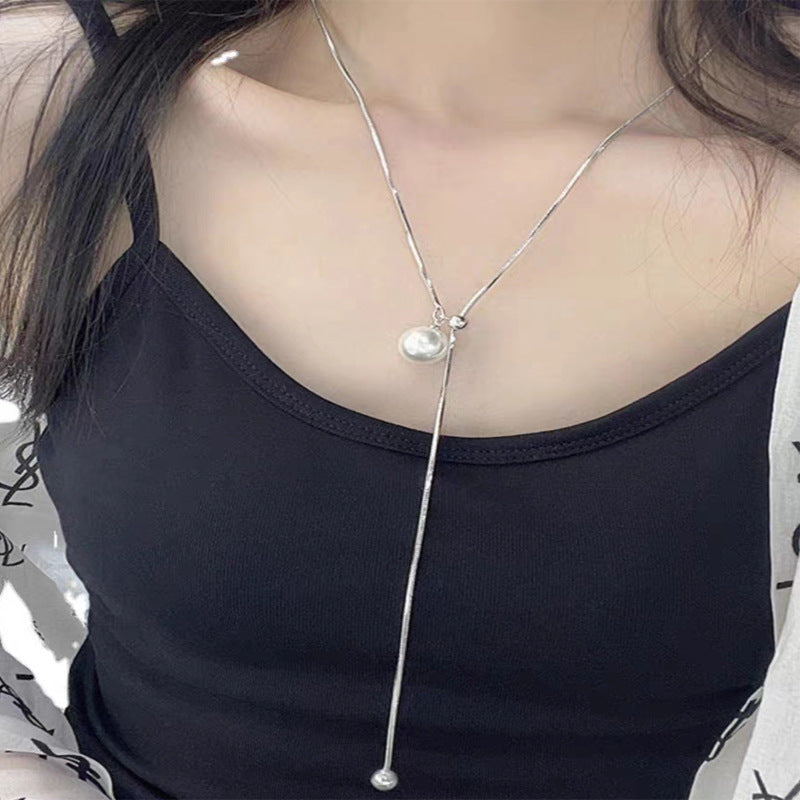 2025 New Pullable Pearl Long Sweater Chain Niche Design Simple High-end Elegant Jewelry Accessory