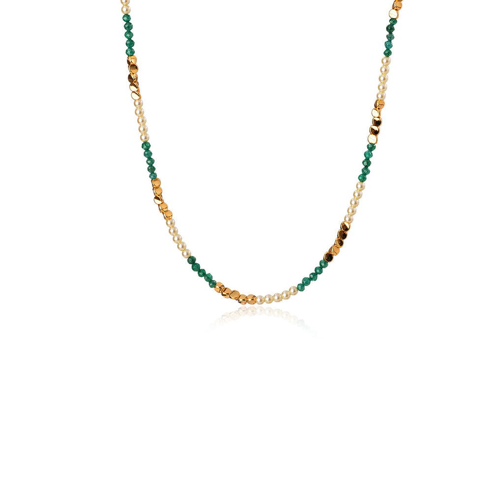 Necklace Hot-Selling Niche Design High-End Original Gemstone Turquoise Necklace Beaded Two-Tone Splicing Collarbone Chain
