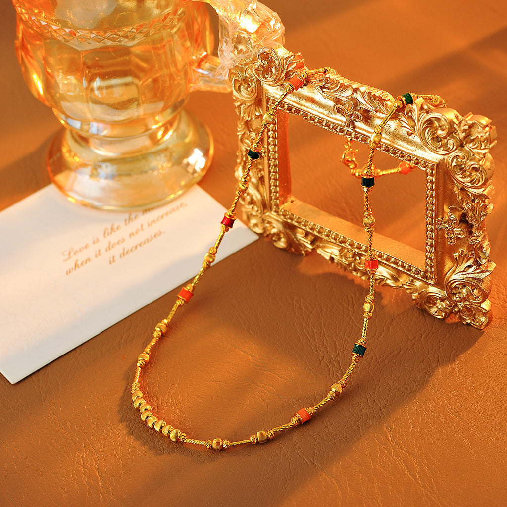 New Colorful Oil Drop Plated 18K Gold Necklace for Women, Collarbone Chain, High-end Niche Light Luxury Design