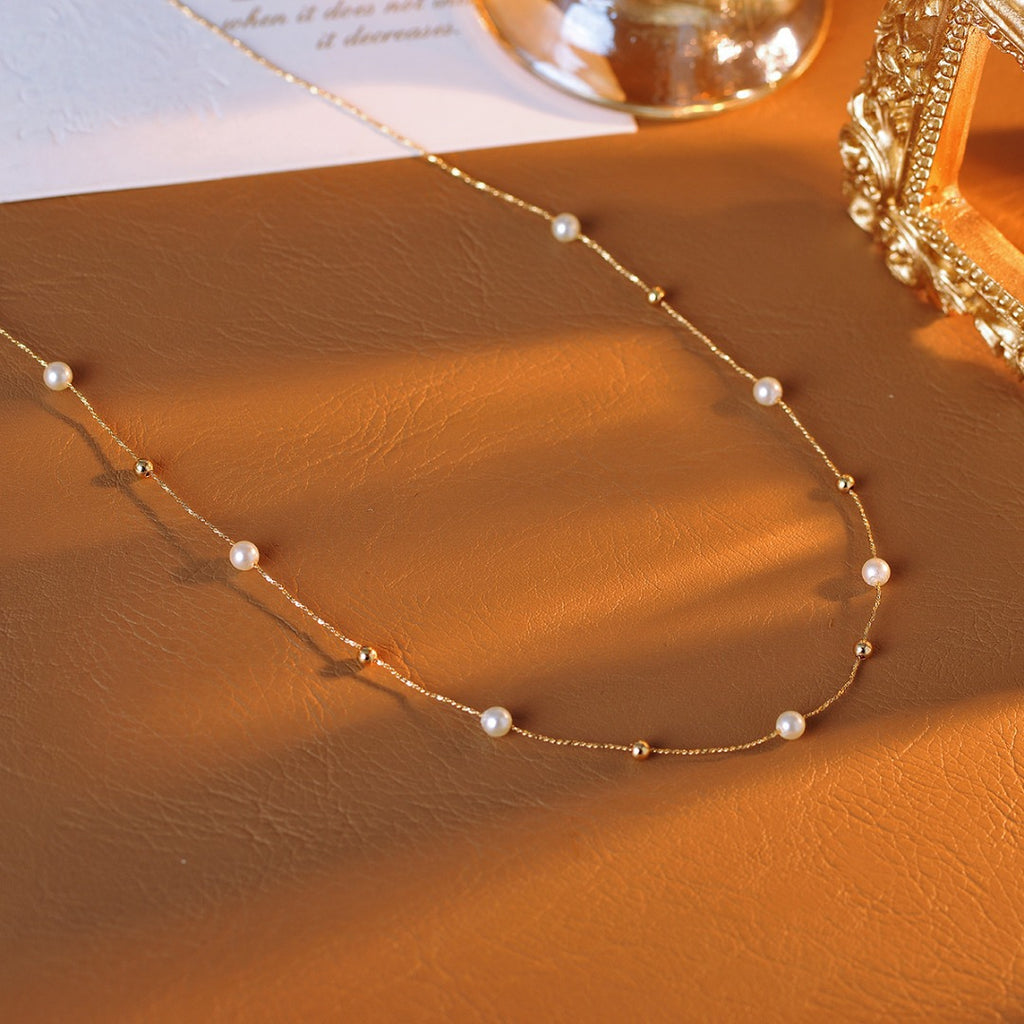 Gypsophila Pearl Necklace Xiaohongshu New Hot-Selling Light Luxury Small Rice Bead Collarbone Chain for Women with a Sense of Sophistication