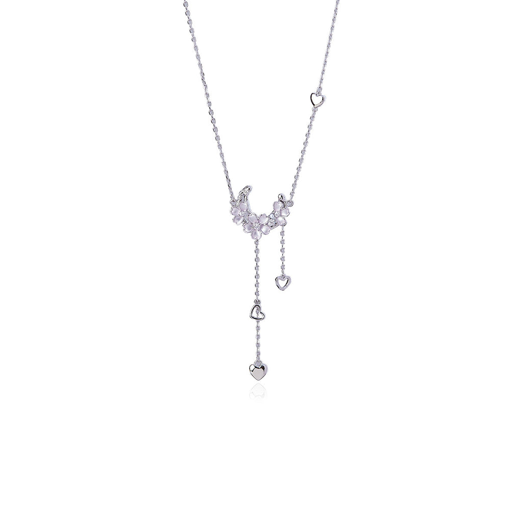 Flower Tassel Earrings Necklace High-End Fashion Versatile Necklace Niche Romantic Collarbone Chain