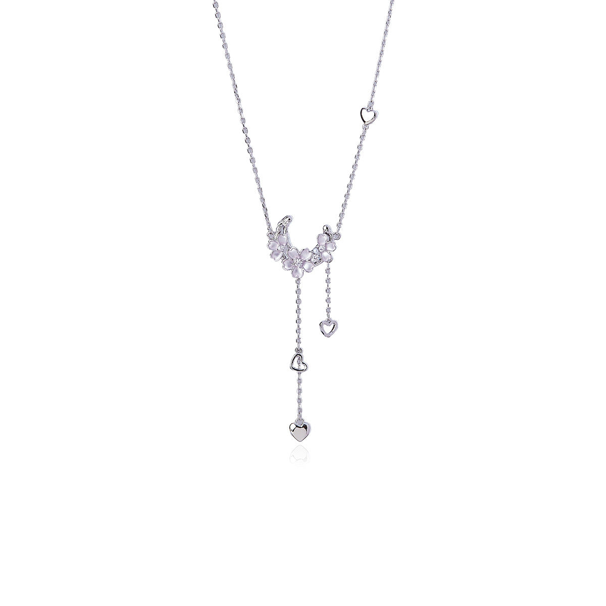 Flower Tassel Earrings Necklace High-End Fashion Versatile Necklace Niche Romantic Collarbone Chain