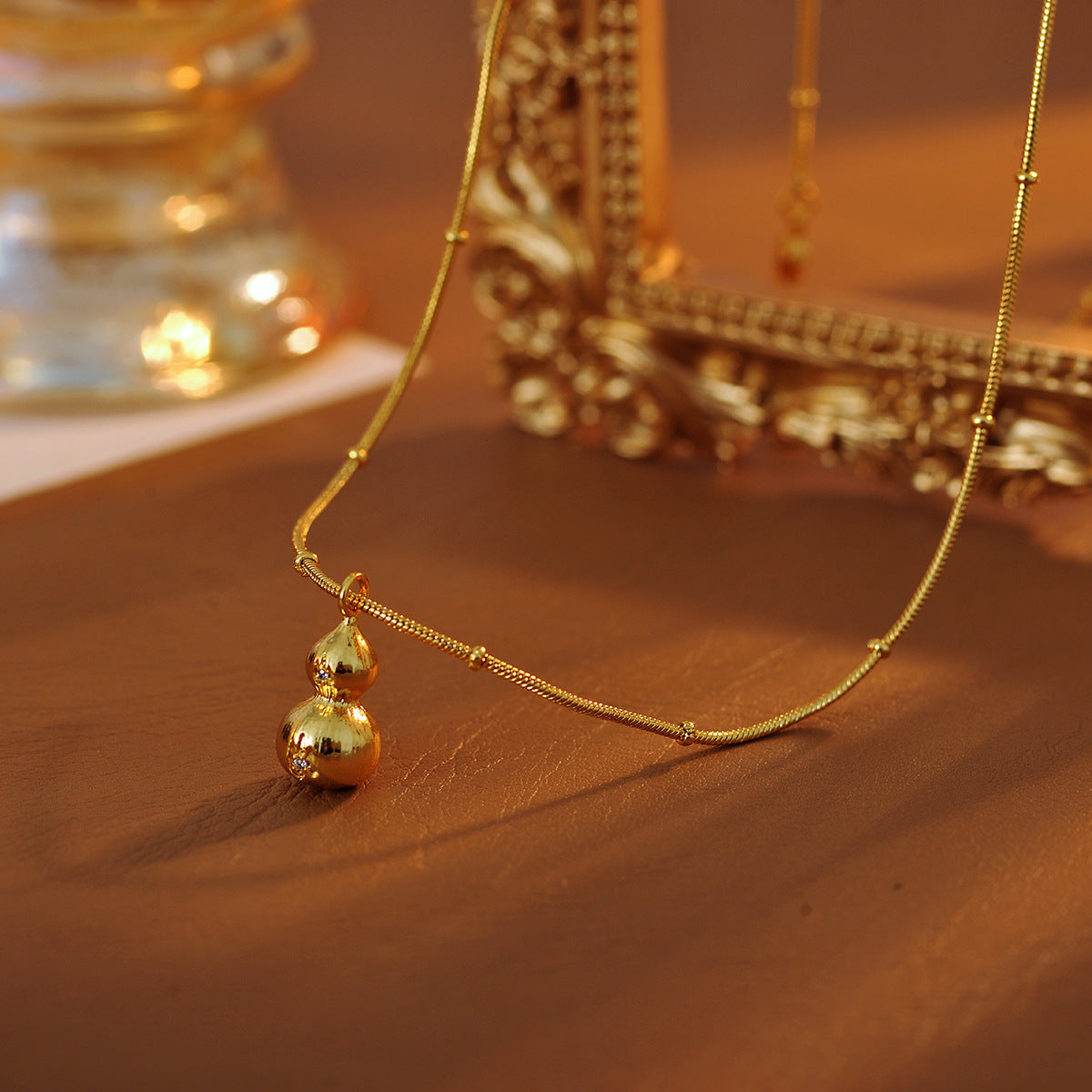 Gourd Necklace Xiaohongshu Gourd Gold Brushed Chinese Oriental Aesthetics Niche Design High-end Feel