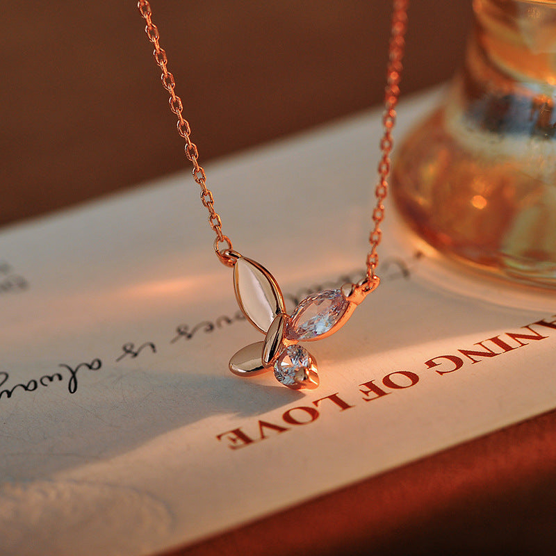 New Fashionable Light Luxury Elegant Fresh Sweet Zircon Inlaid Butterfly Shape Niche Women's Earrings