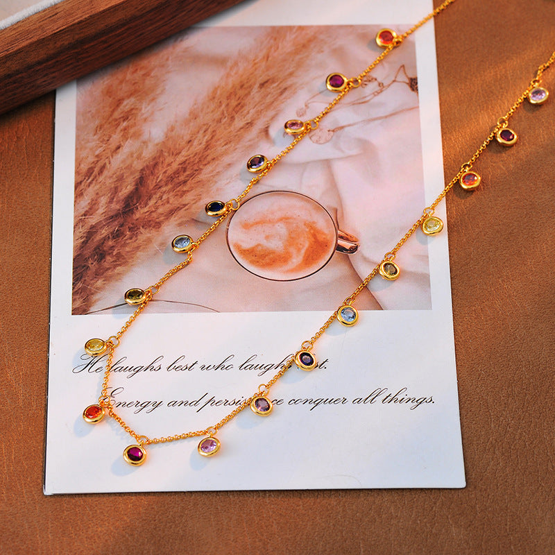 New Women's Necklace South American Style Color Matching Zircon Stone Pendant Personality Earrings Necklace Manufacturer