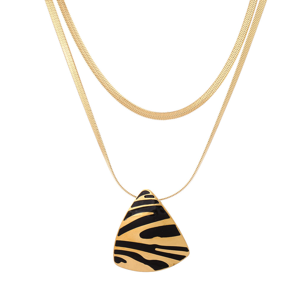 High-end Titanium Steel Jewelry Necklace Earrings Ring Three-piece Set Vintage Retro Earrings Fashion Light Luxury