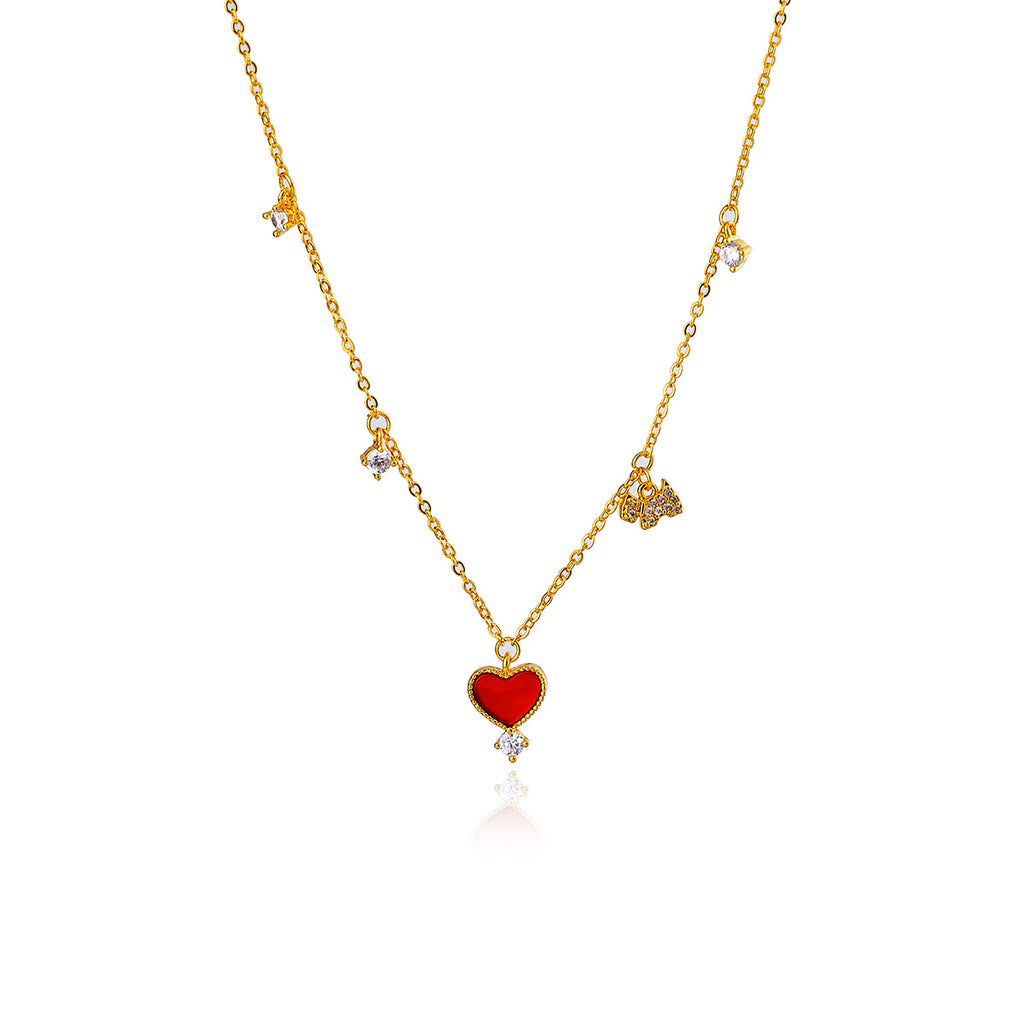 Heart-shaped Puppy Necklace Real Gold Plated Light Luxury High-end Xiaohongshu Same Style Simple Jewelry