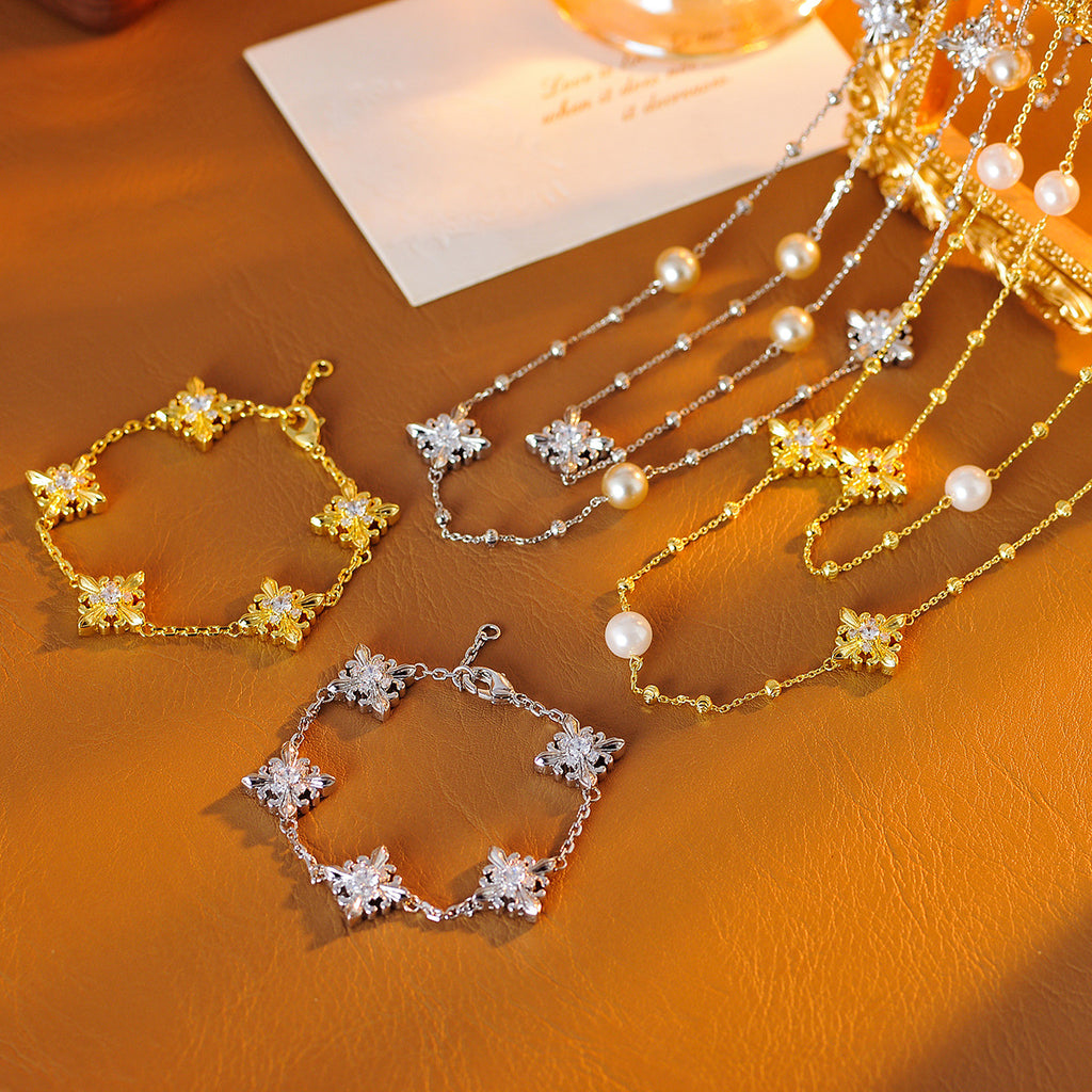 Zircon Star Flower Bracelet New Light Luxury Niche Exquisite High-end Bracelet Necklace Accessories