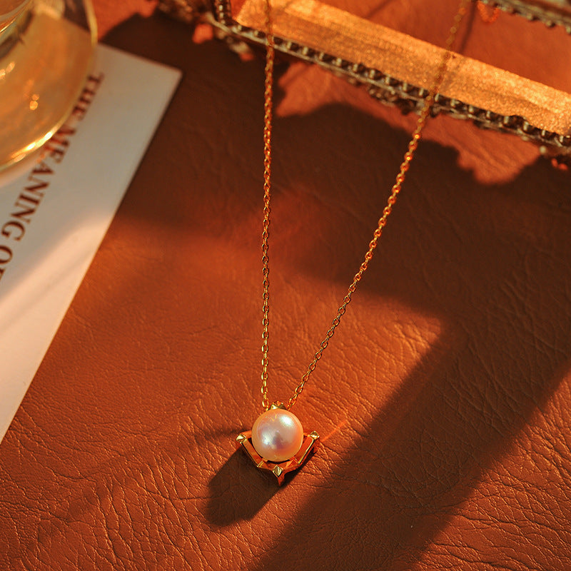 French Style Geometric Pearl Necklace for Women New Hot-Selling Light Luxury Niche Exquisite Choker Collarbone Chain One Piece