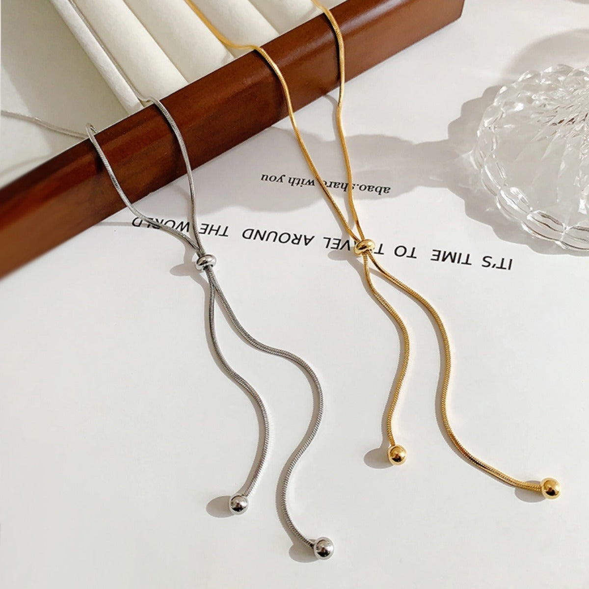 Pull-Out Sweater Chain Long High-End Snake Bone Chain 18K Gold Simple Titanium Steel Non-Fading Necklace for Women Light Luxury Niche