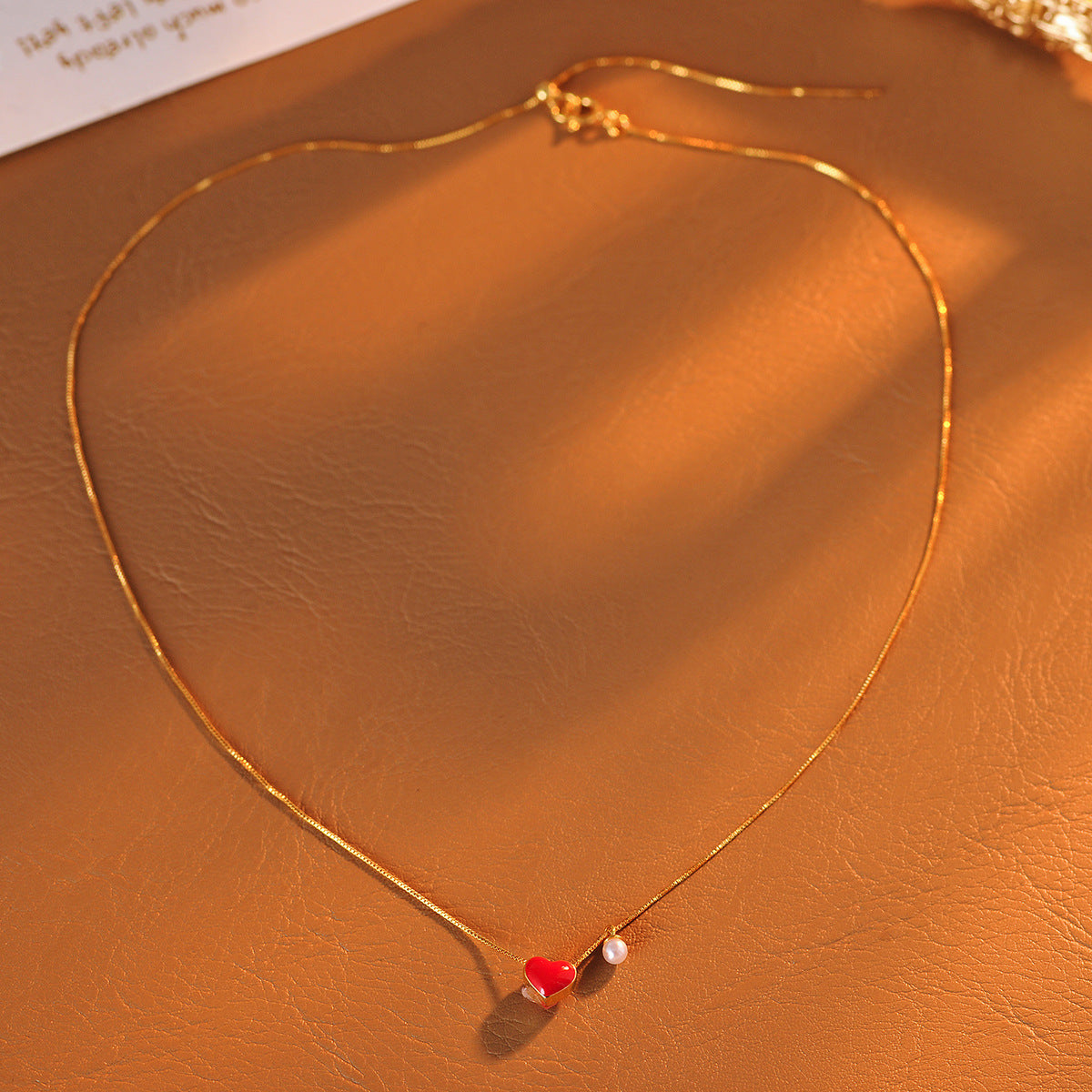 Real Gold Plated Heart Necklace Light Luxury Niche Heart Necklace One Chain Double Wear High-end Design Sense