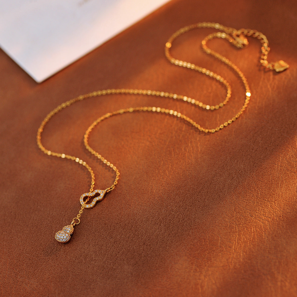 Hot-Selling Double Gourd Pendant Necklace from Live Streaming Room 2025 New Model High-End Light Luxury Niche New Chinese Style Accessories