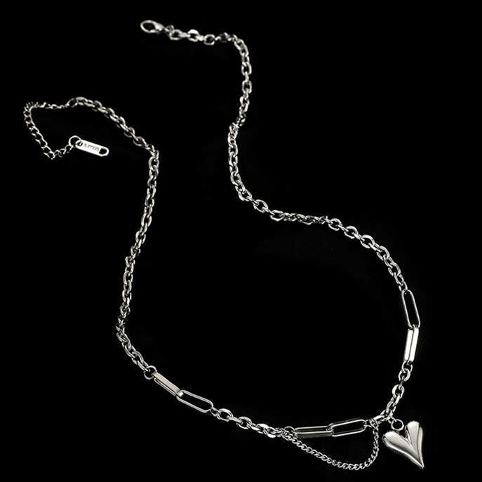European and American Heart Personality Necklace for Women, Vintage Hip-Hop, Non-Fading, Fashionable Niche, Ins Trend, Fashionable Temperament Collarbone Chain