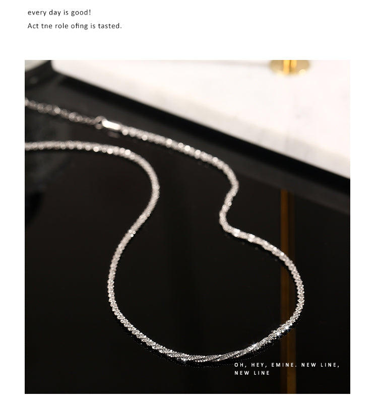 Titanium Steel Sparkling Thick Version Cauliflower Chain Necklace for Women, Light Luxury Heavy Craft, Adjustable Clavicle Chain, Plain Chain, Bare Chain