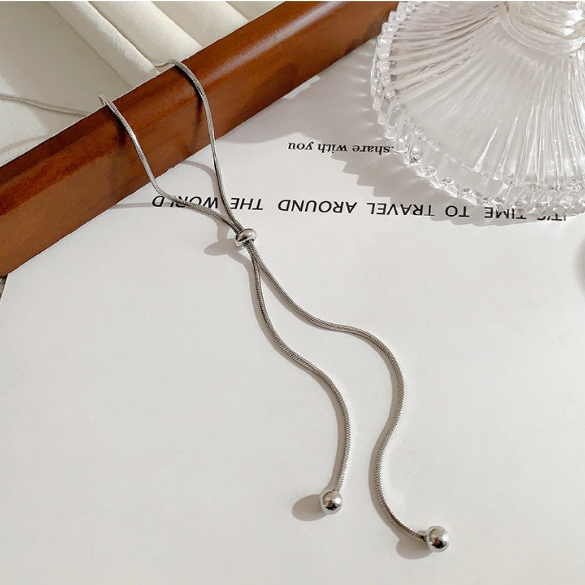 Pull-Out Sweater Chain Long High-End Snake Bone Chain 18K Gold Simple Titanium Steel Non-Fading Necklace for Women Light Luxury Niche