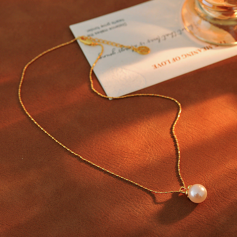 Persimmon Wish Pearl Pendant Necklace Accessory for Women Sweater Chain New Hot Style Exquisite Choker Light Luxury Niche