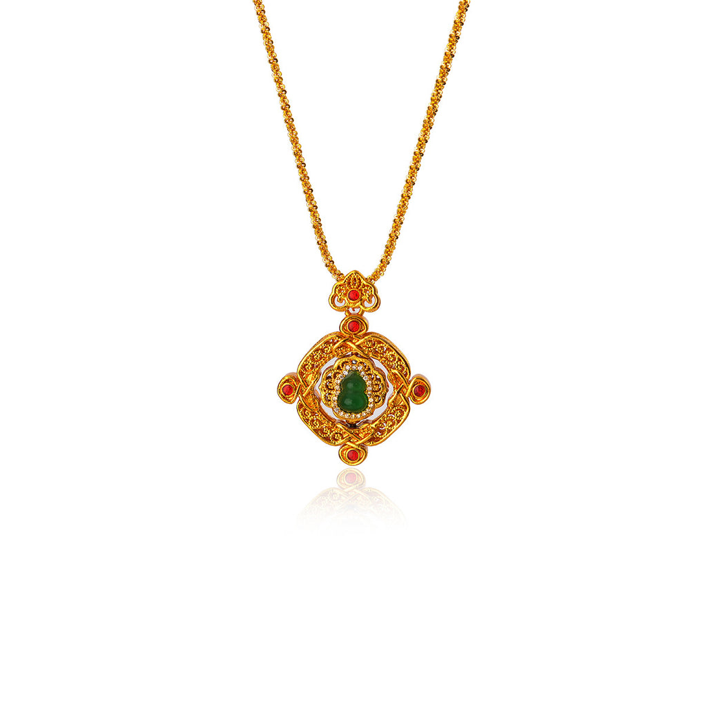 Gourd Necklace Ancient Gold Point Drill Craft Chalcedony Lucky Gourd Everything Goes Well Gold Necklace