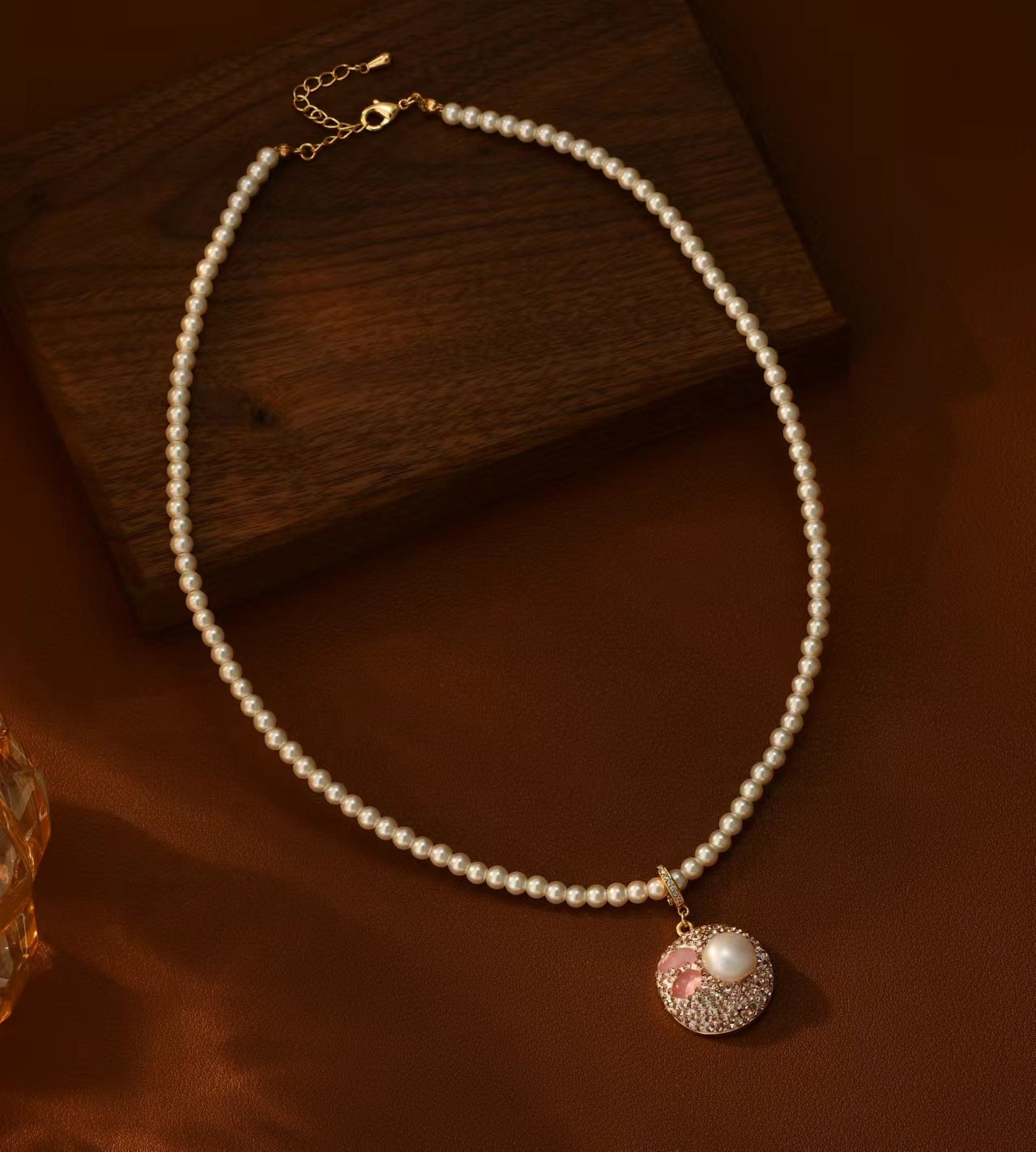 Natural Baroque Bead Pendant Fairy Pink Stone Versatile Sweet Style Necklace for Women Elegant Collarbone Chain