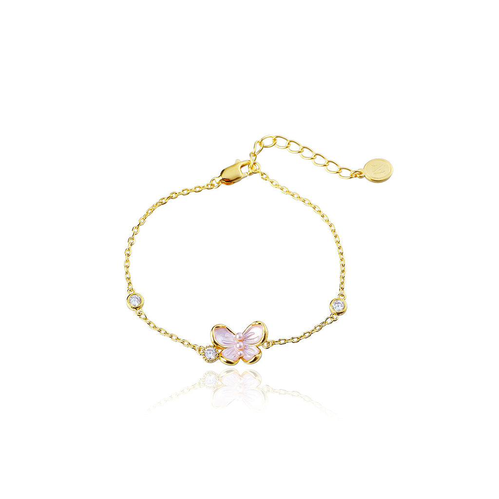 Real Gold Plated Flower Necklace Earrings Bracelet Jasmine Flower High-end Light Luxury Niche Necklace Jewelry