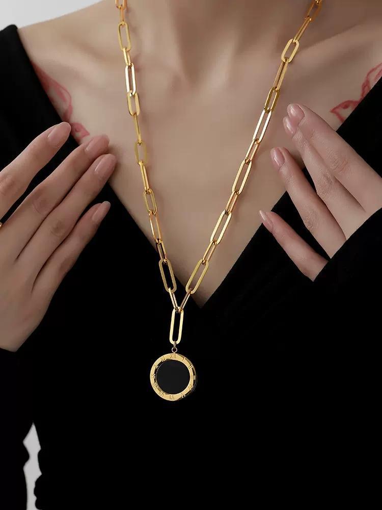 Vintage B Letter High-End Sweater Chain 2025 New Trend Long Round Pendant Autumn Winter Hip-Hop Accessories