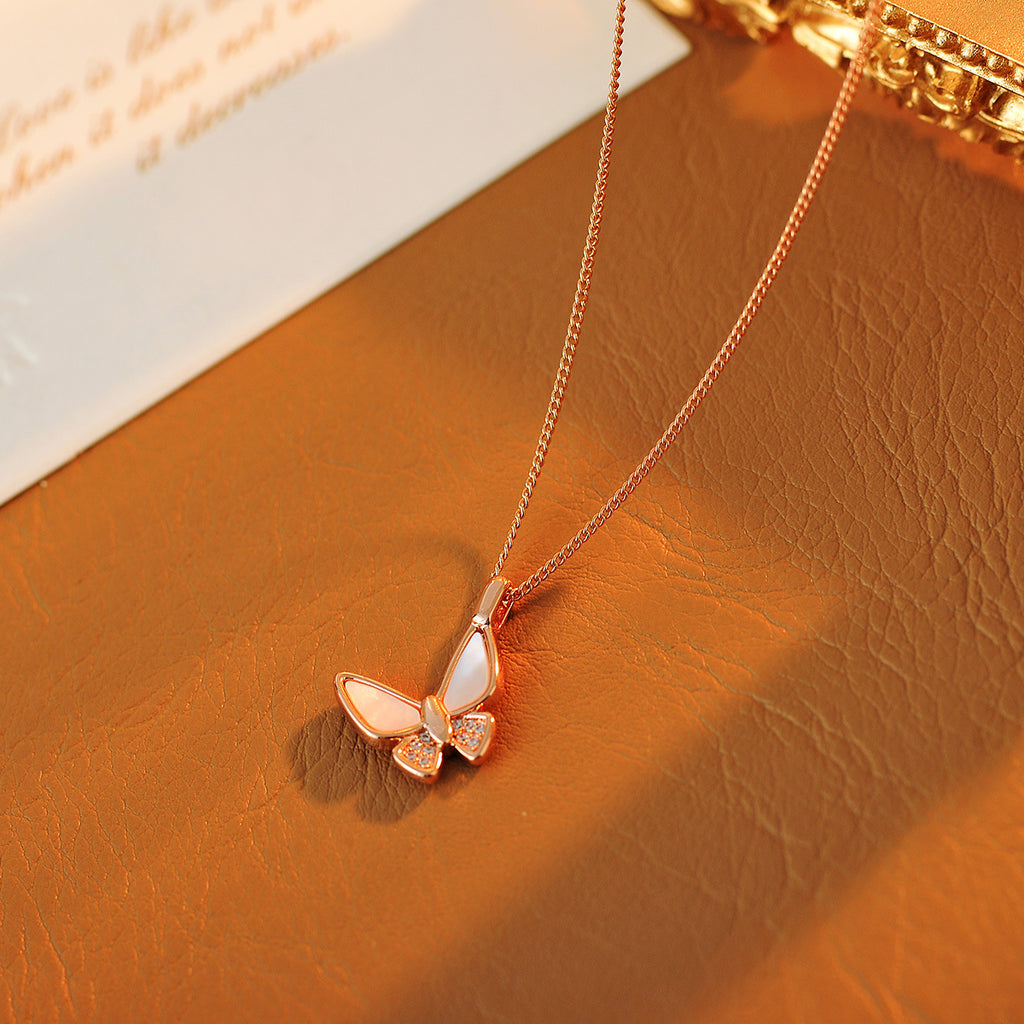 New Necklace for Women Shell Butterfly Necklace Niche Fashion Pendant Rose Gold Collarbone Chain Choker