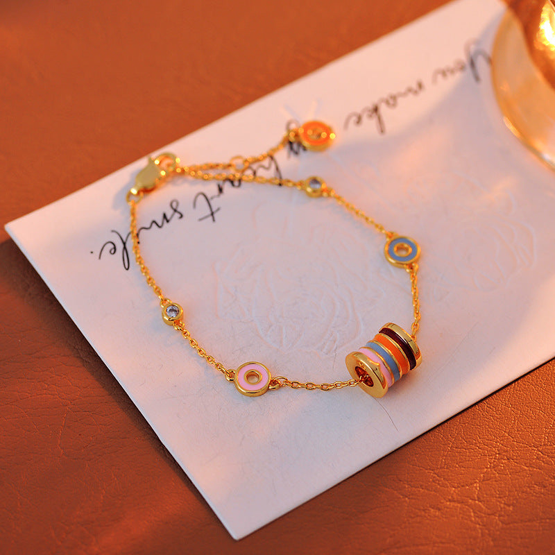 Rainbow Fashion Dopamine Necklace Ins Simple Design Exquisite Fashion Versatile Small Waist Bracelet Necklace Set