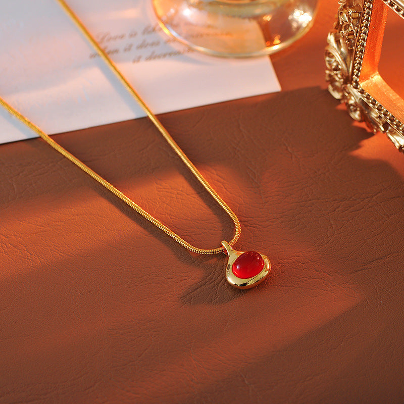 New Hot-Selling New Year Zodiac Year Red Gourd Necklace for Women Autumn Winter High-End Sweater Chain Pendant Jewelry