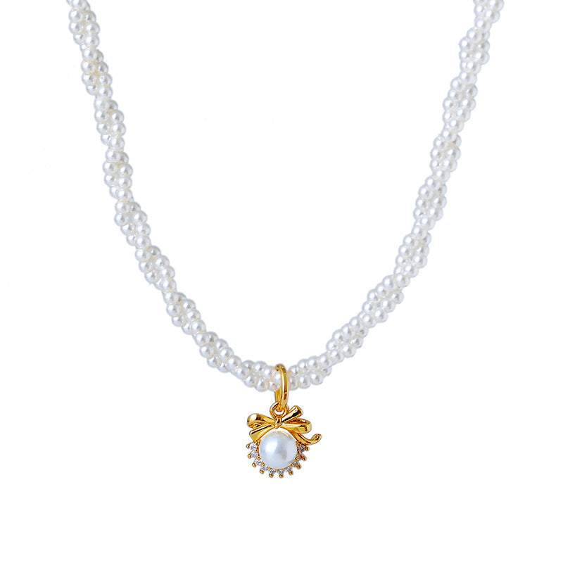 Double-layer Wrapped Xiaomi Bead Necklace Light Luxury Fashion Exquisite Chanel-style Sunflower Choker A10156