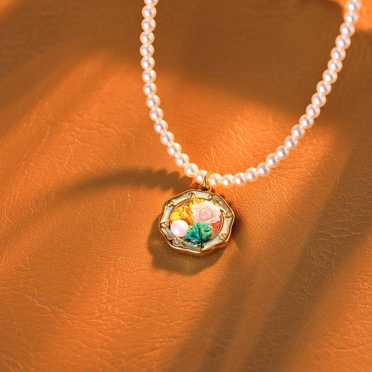 Baroque Necklace Monet Garden Oil Painting Style Universal Clasp Pendant Freshwater Pearl Single Pendant High-End Feel