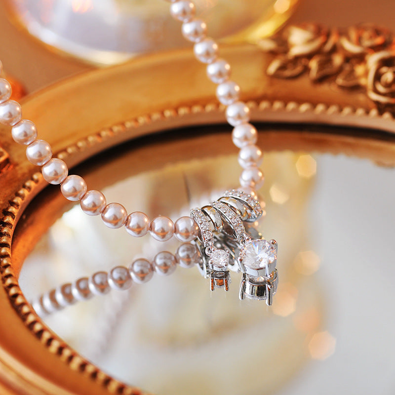New Hot-Selling Pearl Zircon Necklace Light Luxury Niche Exquisite Choker Accessory High-End Clavicle Chain