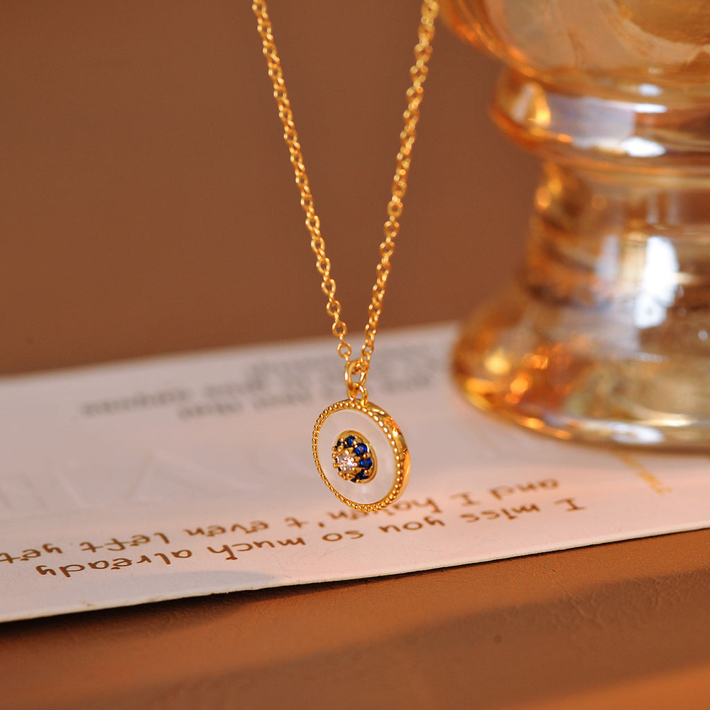 Copper Alloy Eight-Pointed Star High-End Natural Mother-of-Pearl Necklace European and American Light Luxury Style Adjustable Pull Bracelet