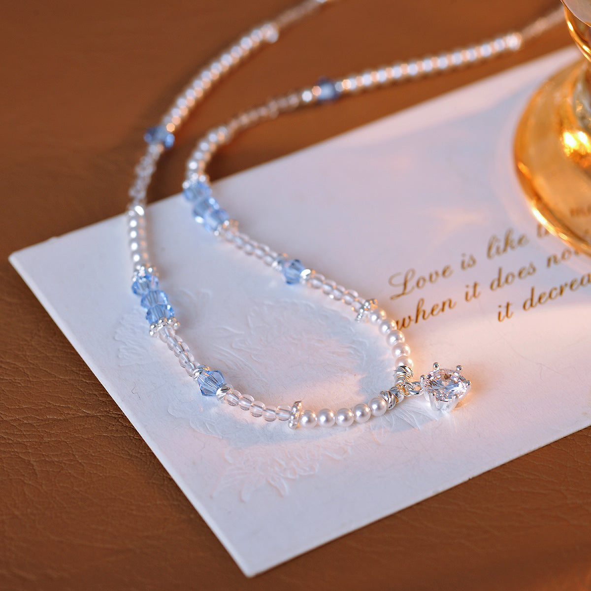 New Broken Silver Pearl Sugar Cube Necklace High-end Fashion Light Luxury Collarbone Chain Neck Chain Exquisite Accessory