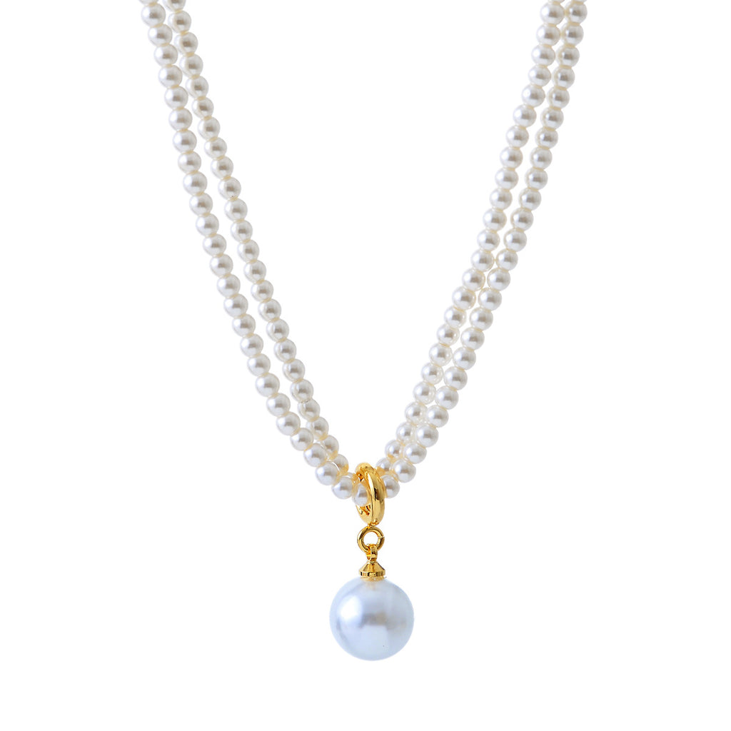 Xiaomi Pearl Double Layer Stacked Imitation Pearl Necklace Non-Fading Women Summer Versatile High-End Collarbone Choker