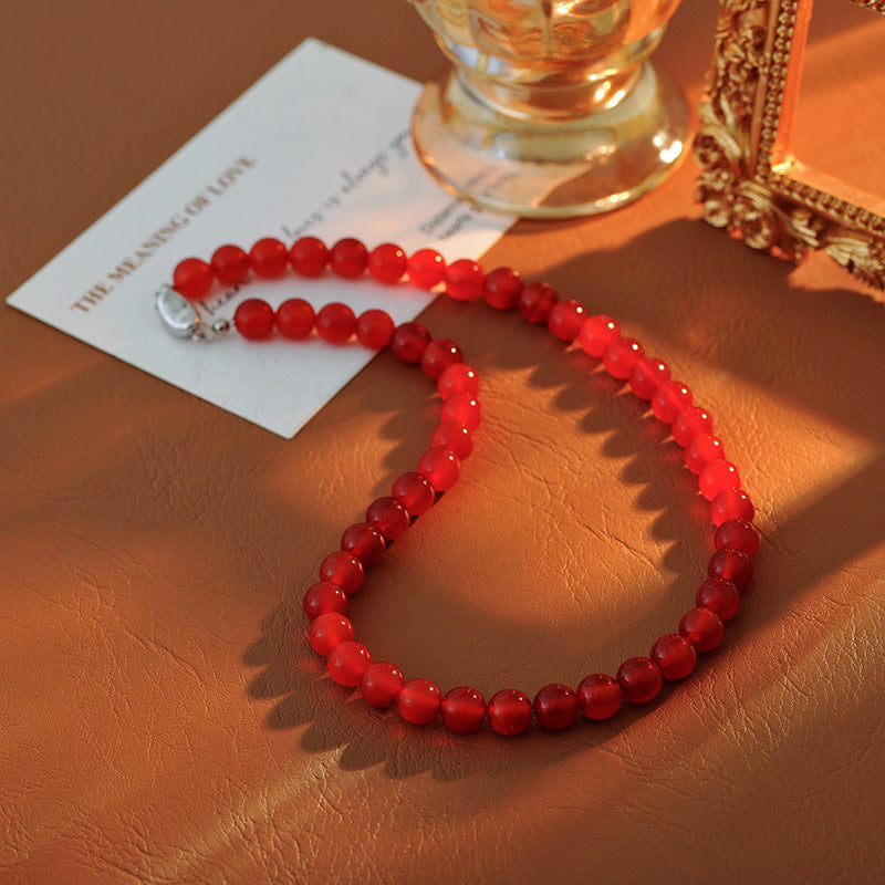 New Chinese Style Natural Red Agate Beaded Necklace Accessories for Women, New Hot-Selling High-End Collarbone Choker