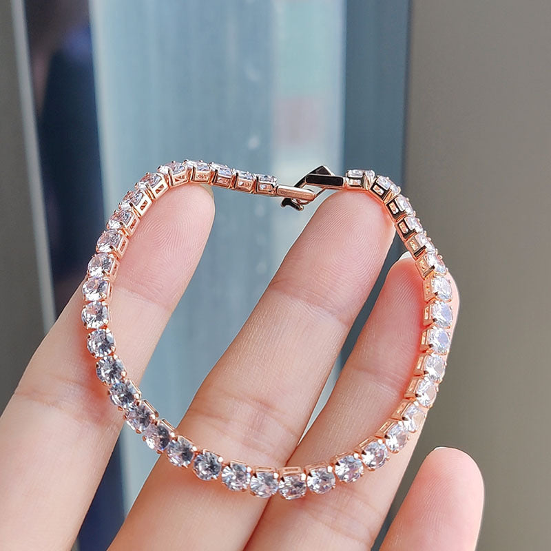 European and American Fashion Inlaid Diamond Hip-Hop Bracelet for Women Adjustable Jewelry Minimalist Style Single Row Diamond Bracelet Jewelry