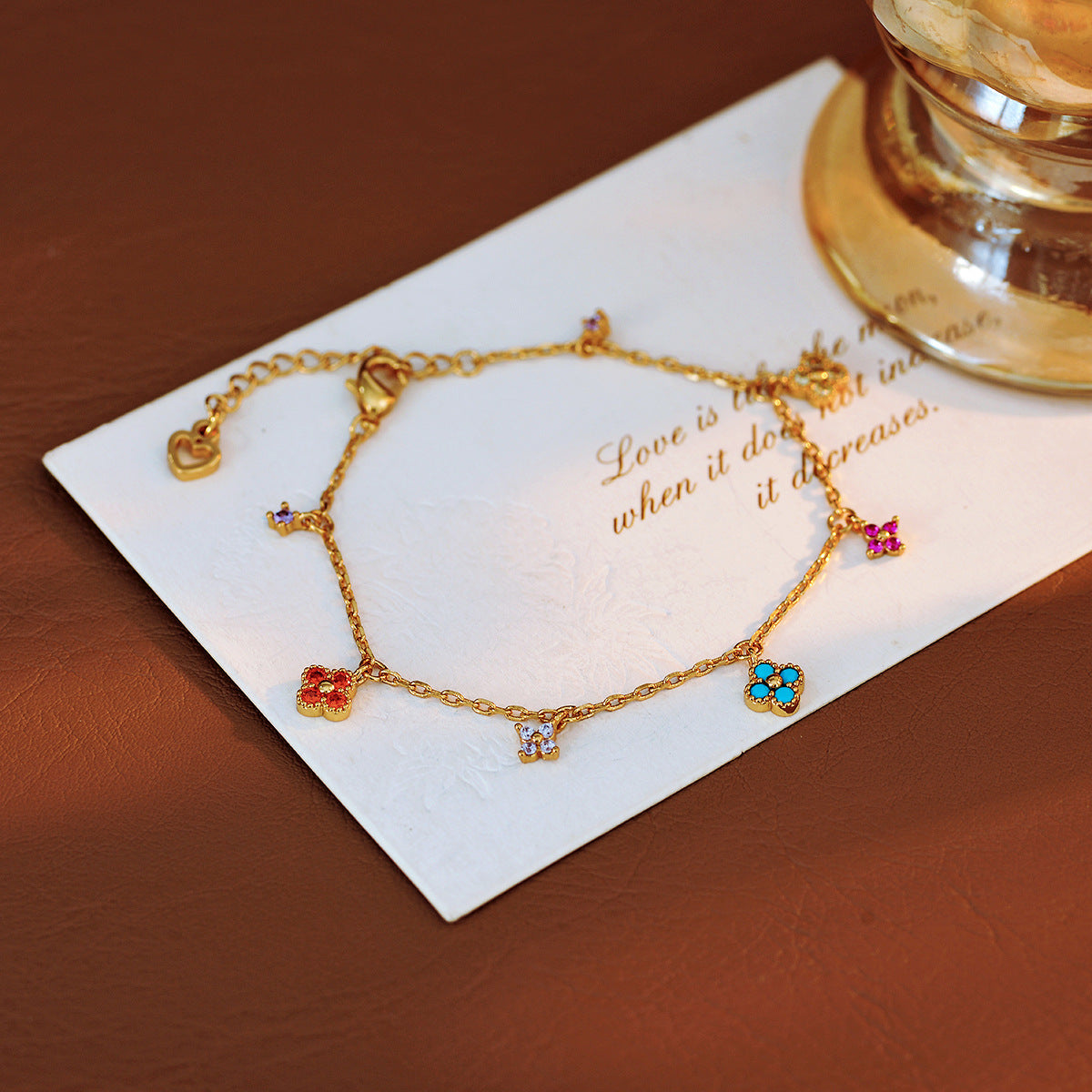 High Version European and American Trend Fresh Flower Earrings Inlaid with Colorful Small Diamonds Multi-Drop Necklace Earrings