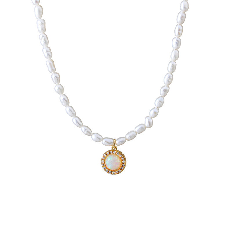 High-end French Elegant Versatile Natural Pearl Necklace Temperament Collarbone Sweater Chain Light Luxury Fashion