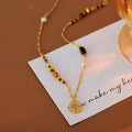 Full Diamond Eight-Pointed Star Round Pendant Necklace Beaded 2025 New Light Luxury Niche Autumn Winter Sweater Chain