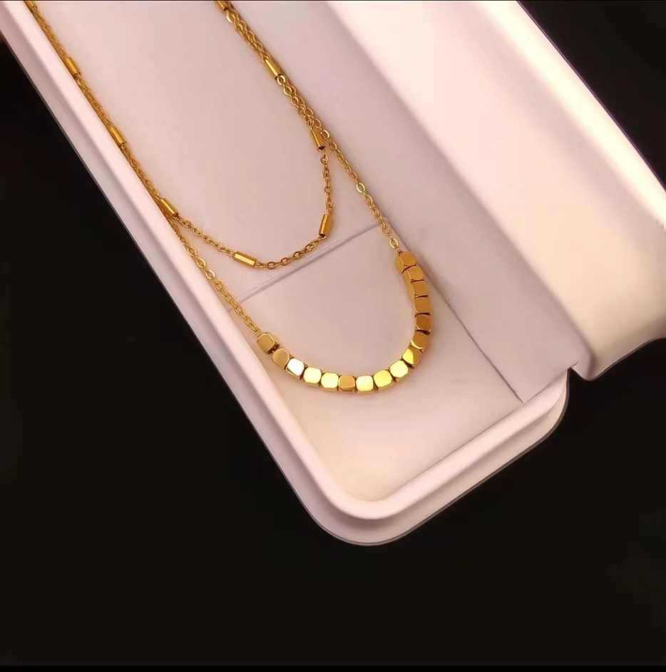 Minimalist Double-Layer Beaded Necklace for Women, Fashionable and Elegant, Exquisite Layered Jewelry, Autumn and Winter Sweater Chain