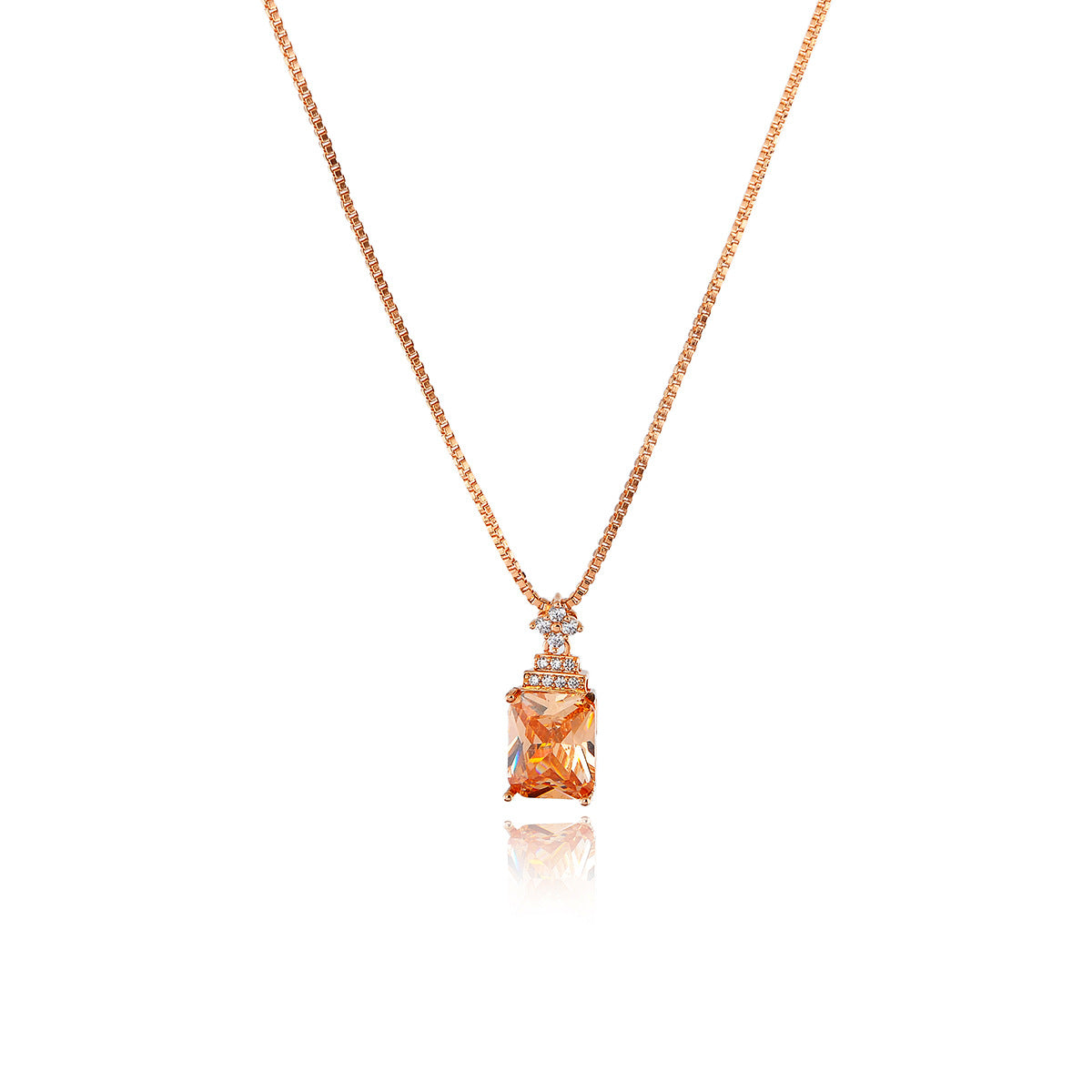 Light Luxury Perfume Bottle Necklace High Quality Sweet Sugar Cube Diamond Necklace Tea Color Crystal Necklace Female