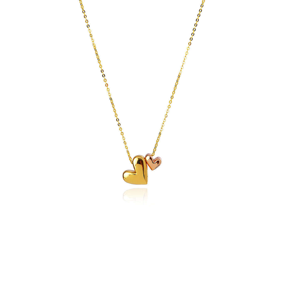 Heart Necklace Real Gold Plated 3D Heart Necklace for Women Elegant and Beautiful High-end Collarbone Chain