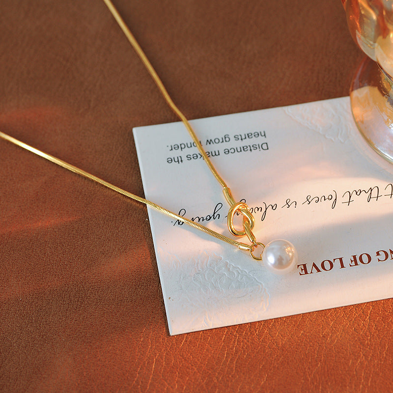 New Quality Single Pearl Knot Necklace for Women, Popular Elegant Sweater Chain, Versatile Neck Chain, Simple and Fashionable