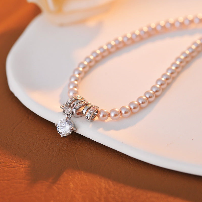 New Hot-Selling Pearl Zircon Necklace Light Luxury Niche Exquisite Choker Accessory High-End Clavicle Chain