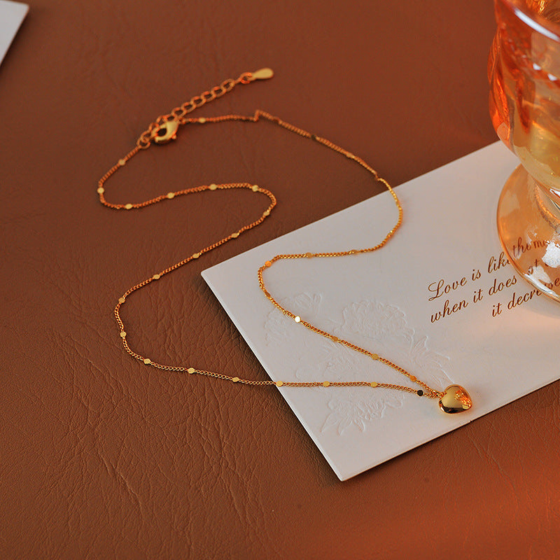 Minimalist Small Heart Necklace for Women 2025 New Hot-Selling Light Luxury Niche Design Ins Style Cold Wind Collarbone Chain