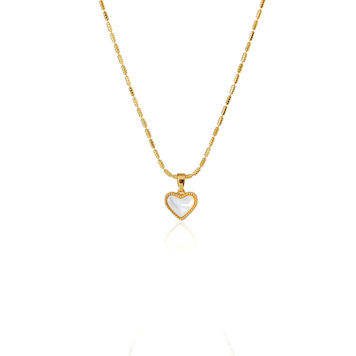 Light Luxury Niche Natural Mother-of-Pearl Heart Pendant Sweater Chain Exquisite Necklace Double-Sided Wear Collarbone Chain