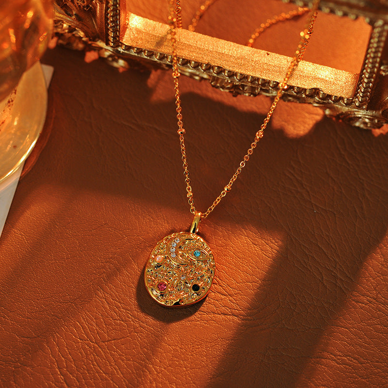 Hot-Selling Sun Moon Star Zircon Pendant Necklace for Women Original Design Niche Jewelry Layered Necklace Collarbone Chain