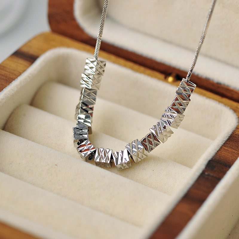 Light Luxury Niche Square Double Layer Stacked Flower Necklace Simple Elegant High-end Versatile Collarbone Chain Qixi Festival Gift