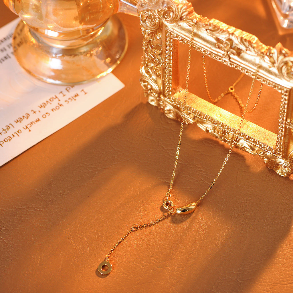 Pea Necklace Acacia Bean Real Gold Plated Light Luxury High-end Necklace Xiaohongshu Hot Item