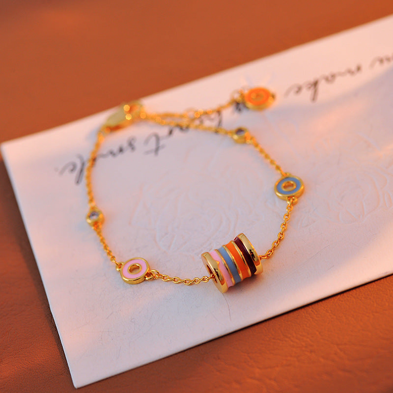 Rainbow Fashion Dopamine Necklace Ins Simple Design Exquisite Fashion Versatile Small Waist Bracelet Necklace Set